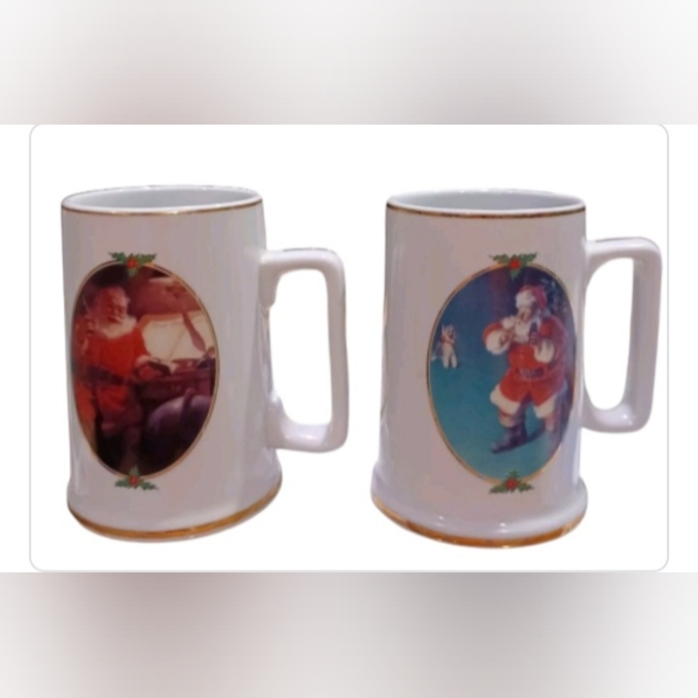 Coca Cola Vintage Collector's Edition Christmas Set Of 2 1996 Coffee Cup Mugs